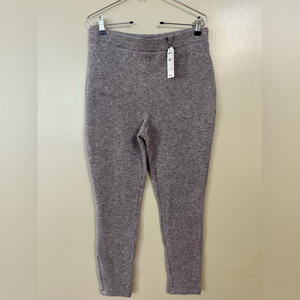 Express Womens Cozy Knit Gray Elastic Waist Pull On Pants M NWT